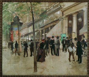 Boulevarden foran Theatre des Varietes, Paris (maleri på lærred) af Jean Beraud