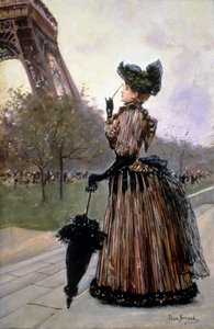 Kvinde foran Eiffeltårnet af Jean Beraud