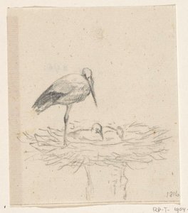 Stork på rede af Jean Bernard