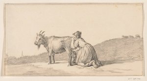 Kvinde malker en ged af Jean Bernard