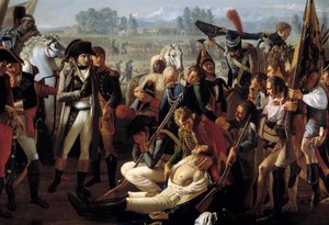 General Charles Antoine Desaix de Veygoux (1768-1800) død i slaget ved Marengo den 14/06/1800 under øjnene af Napoleon Bonaparte (1769-1821) Detalje. Maleri af Jean Broc (1771-1850)