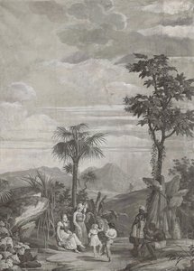 The Children Dance, wallpaper panel from the series "Paul et Virginie", by Dufour & Cie, c.1823dani