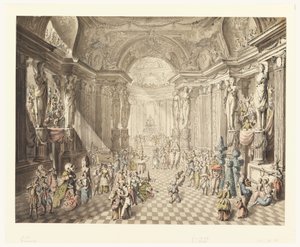Tegning, Udsigt til maskeradebal, 1770-80