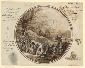 Design til en malet porcelænsplade, skæring og arbejde i vingården