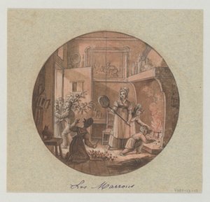 Design til en malet porcelænstallerken, Les Marrons (kastanjer) til Service des Objets de Dessert (Dessertservice) af Jean Charles Develly