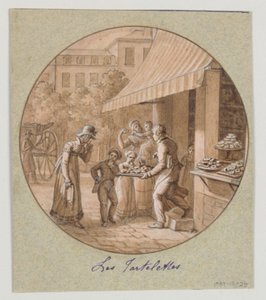 Design til en malet porcelænstallerken, Les Tartelettes (Små tærter) til Service des Objets de Desserts (Dessertservice) af Jean Charles Develly