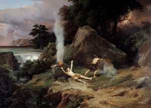 Abel Kains død, jaloux, dræber hans bror Abel. Maleri af Jean Charles Remond (1795-1875) 1838 søn. 2,65x3,98 m Montpellier museum Fabre