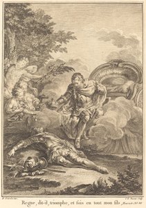Reger, siger han, sejr og vær min søn i alle ting af Jean Charles Levasseur after Hubert François Gravelot