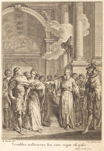 Skælv ulykkelig konge, din regeringstid er forbi af Jean Charles Levasseur after Hubert François Gravelot