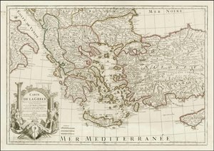 1780 kort - Carte de la Grece Dressee sur un grand nombre de memoires anciens et nouveaux, Sur ceux de Mrs. Whele et Tournefort af Jean Claude Dezauche
