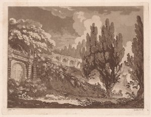 Trapper i en italiensk have, 1766. af Jean Claude Richard Saint Non