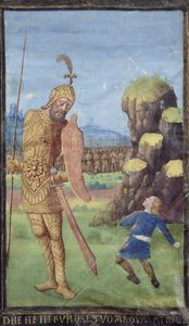 David og Goliat, fra en tidebog, ca.1470