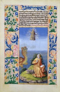 Fru Lat. Q.v.I.126 f.96v St. John the Evangelist på øen Patmos, fra Louis dOrleans