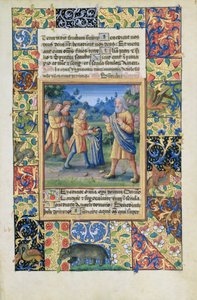Ms. Lat. Q.v.I.126 fol.21 Josephs brødre, der viser deres far bevis på, at Joseph er død, fra Louis dOrleans