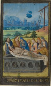 Begravelsen (Stabat Mater-bøn), fra en Timebog af Jean Colombe