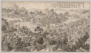 Slaget ved Kulongkui: fra Battle Scenes of the Quelling of Rebelling in the Western Regions, with Imperial Poems