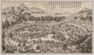 Chieftain Wushe Surrendering the City: fra kampscener fra oprørernes udbrud i de vestlige regioner, med kejserlige digte