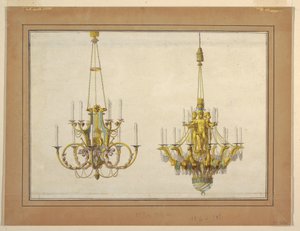 Design til to forgyldte bronzekronelysestager