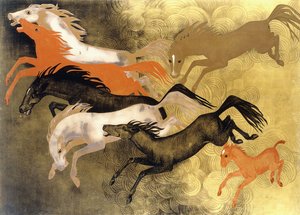 Prancing Horses, ca. 1950 (lakeret træ)