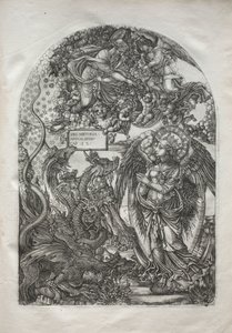 Apokalypsen: Skt. Michael og dragen, 1546-1556. af Jean Duvet