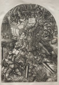 Apokalypsen: Englen giver Johannes bogen at spise, 1546-1556. af Jean Duvet