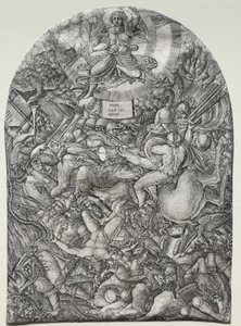 The Apocalypse: The Angel in the Sun Calling the Birds of Prey, 1500-tallet. af Jean Duvet