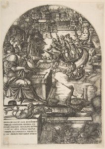 Kunstneren Jean Duvet i skikkelse af Johannes Evangelisten, siddende ved et skrivebord, ca. 1546-55.