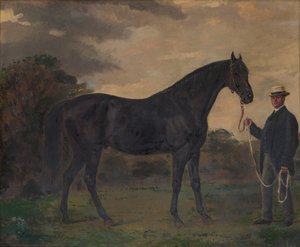 Chippendale & a Groom in Landscape, ca. 1837-1900 (olie på lærred) af Jean Edouard Lacretelle