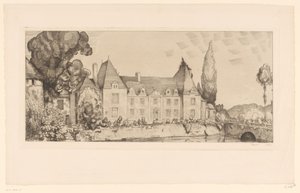 Udsigt over et slot på vandet Vue du château de Villaines