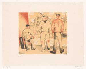 Drie vissers aan de kade Fiskerne og mosset