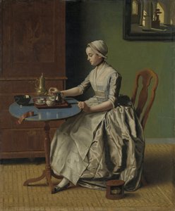 En hollandsk pige ved morgenmad, ca. 1756 (olie på lærred) af Jean Étienne Liotard