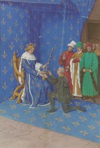 Jean Fouquet - Overrækkelse af det konnetable sværd til Bertrand Duguesclin - Illumination (15. århundrede) af Jean Fouquet