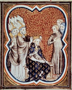 Le corre du roi Louis VI dit le Gros (1081-1137) Miniature taget fra "Les grandes chronicles de France" "af Jean Fouquet (1420-1481) 1400-tallets Paris, B.N. af Jean Fouquet