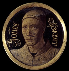 Selvportræt fra diptykonen Notre-Dame de Melun Miniaturemaleri på e-mail af Jean Fouquet (1420-1477/1481) 15. århundrede Diam. 0,068 m