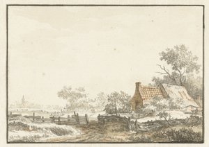 Landskab med gård af Jean François Delcourt