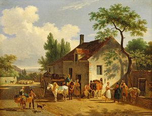 Udsigt over en landsby, 1839 af Jean Francois Demay