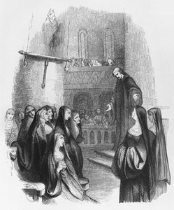 Abelard prædiker ved Paraclete, illustration fra 