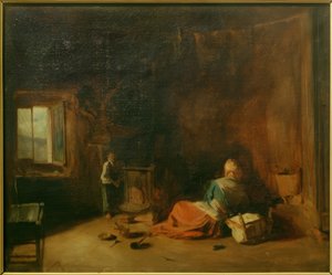 Landligt interiør af Jean Francois Gigoux