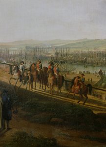 Napoleon Bonaparte (1769-1821) Besøger lejren i Boulogne i juli 1804, detalje af Napoleon og Flotillen, 1806 af Jean Francois Hue