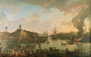 Udsigt over havnen i Brest fra de overdækkede dokker i 1795, 1795