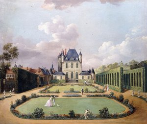 Udsigt over Chateau de Mousseaux og dets haver,