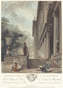 Colonnade og haver i Medici-paladset, ca. 1776 af Jean Francois Janinet