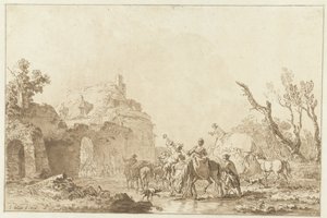 Rejsende ved en port løn af Jean Francois Janinet