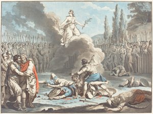 The Combat of the Horatii and the Curatii, 1783. af Jean Francois Janinet