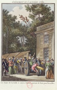 Kvinderne i Les Halles marcherer til Versailles den 5. oktober 1789 af Jean Francois Janinet