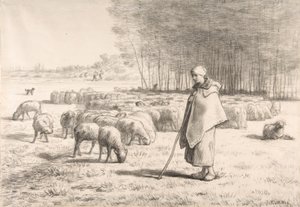En hyrdinde med sin flok af Jean Francois Millet