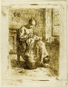 En kvinde, der syr af Jean Francois Millet
