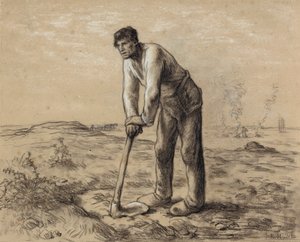 Mand med en hage, ca. 1860-62 af Jean Francois Millet
