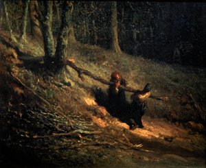 Bondepiger med Brushwood Les Charbonnieres, c1852 af Jean Francois Millet