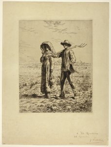 Bønder går på arbejde af Jean-Francois Millet